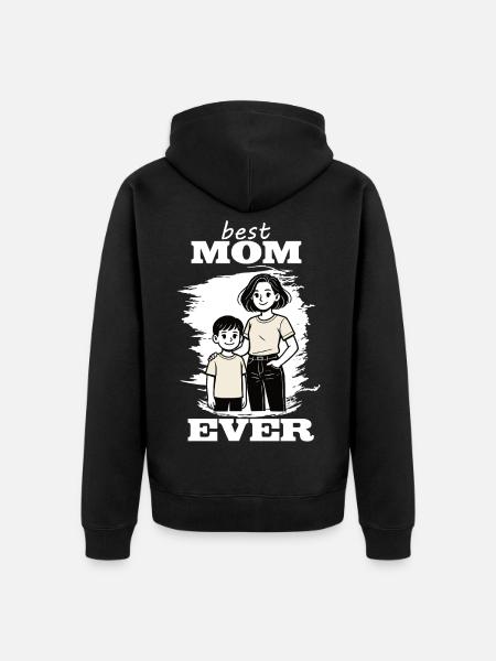 Best Mom Ever - Mutter-Sohn-Design - Unisex Premium Bio Zip Hoodie - Schwarz