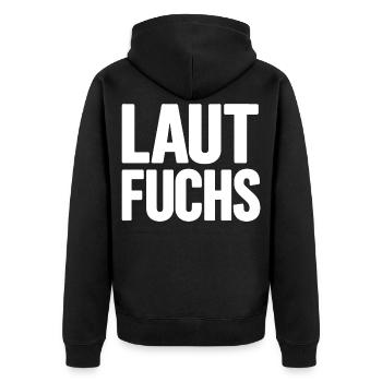 LAUTFUCHS - Unisex Premium Bio Zip Hoodie - Schwarz - Hinten - Nico (187cm)