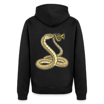 Schlange Musiker Trompete Musik - Unisex Premium Bio Zip Hoodie - Schwarz - Hinten - Nico (187cm)