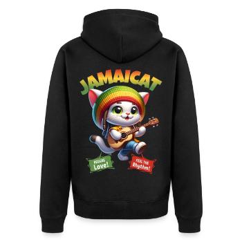Jamaïcain Reggae Cat Rasta Jamaïque - Veste à capuche bio Premium Unisexe - noir - Dos - Nico (187cm)