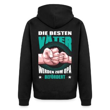 Opa Geschenk Väter Befördert Spruch Großvater - Unisex Premium Bio Zip Hoodie - Schwarz - Hinten - Nico (187cm)