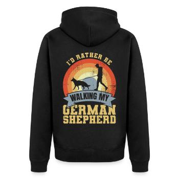 I'd Rather Be Walking My German Shepherd - Unisex Premium Organic Zip Hoodie - black - Back - Nico (187cm)