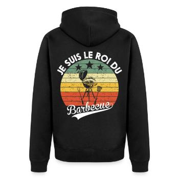 Papa Cadeau Barbecue Drôle Humour Fête des Pères - Veste à capuche bio Premium Unisexe - noir - Dos - Nico (187cm)