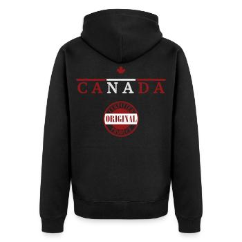Kanadische Flagge, Kanadischer Stolz - Unisex Premium Bio Zip Hoodie - Schwarz - Hinten - Nico (187cm)