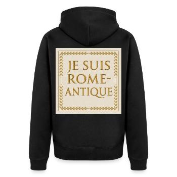 Ich bin das alte Rom - Unisex Premium Bio Zip Hoodie - Schwarz - Hinten - Nico (187cm)