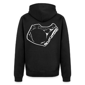 Steak Skizze - Unisex Premium Bio Zip Hoodie - Schwarz - Hinten - Nico (187cm)