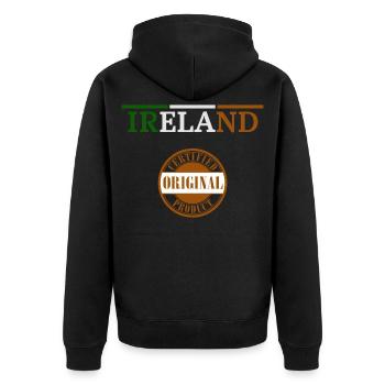 Flag of Ireland, Irish Pride - Unisex Premium Organic Zip Hoodie - black - Back - Nico (187cm)