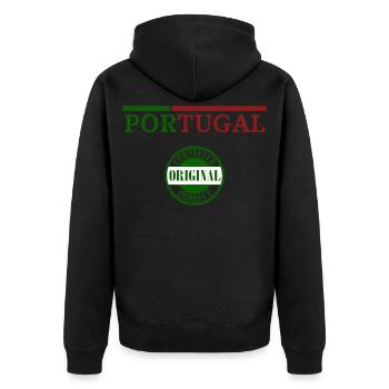 Portugiesischer Stolz, ich liebe Portugal - Unisex Premium Bio Zip Hoodie - Schwarz - Hinten - Nico (187cm)
