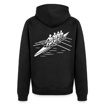 Rhythm at the helm - Unisex Premium Organic Zip Hoodie - black - Back - Nico (187cm)