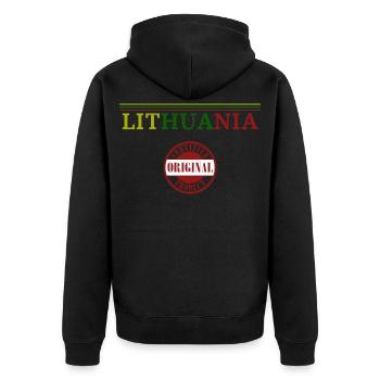 Litauischer Stolz, ich liebe Litauen - Unisex Premium Bio Zip Hoodie - Schwarz - Hinten - Nico (187cm)