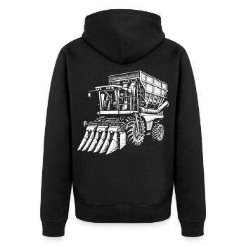 Erntemaschine Baumwolle - Unisex Premium Bio Zip Hoodie - Schwarz - Hinten - Nico (187cm)