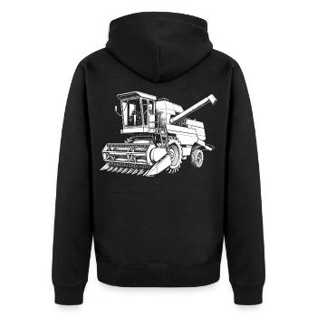 Kraft aus der DDR – E517 - Unisex Premium Bio Zip Hoodie - Schwarz - Hinten - Nico (187cm)