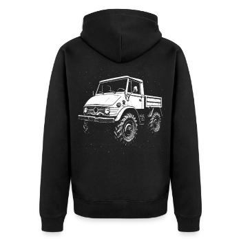 Puissance avec un statut culte - Veste à capuche bio Premium Unisexe - noir - Dos - Nico (187cm)