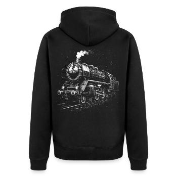 Steel giant at night - Unisex Premium Organic Zip Hoodie - black - Back - Nico (187cm)