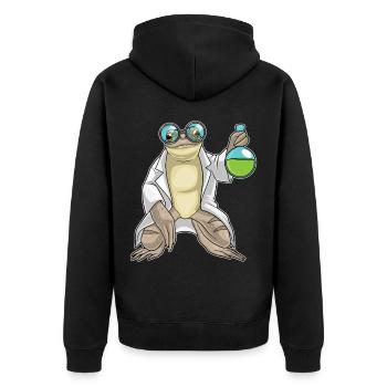 Frosch Wissenschaftler Reagenzglas Labor - Unisex Premium Bio Zip Hoodie - Schwarz - Hinten - Nico (187cm)