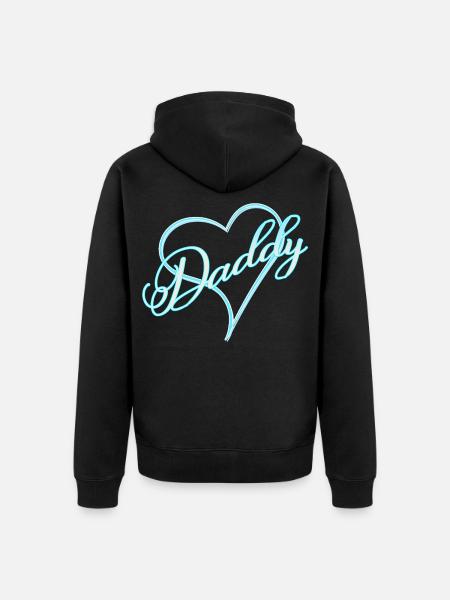 Daddy with Heart Boy Blue - Unisex Premium Organic Zip Hoodie - black