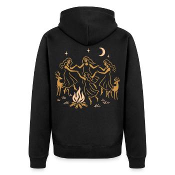 Witchy Summer - Midsummer Dance Around the Fire - Unisex Premium Organic Zip Hoodie - black - Back - Nico (187cm)