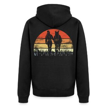 Vintage Rider - Unisex Premium Organic Zip Hoodie - black - Back - Nico (187cm)