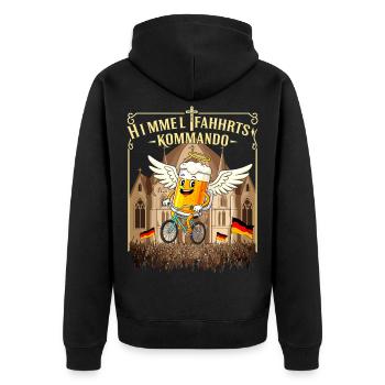 HIMMELFAHHRTS KOMMANDO - Vatertags Tour - Unisex Premium Bio Zip Hoodie - Schwarz - Hinten - Nico (187cm)