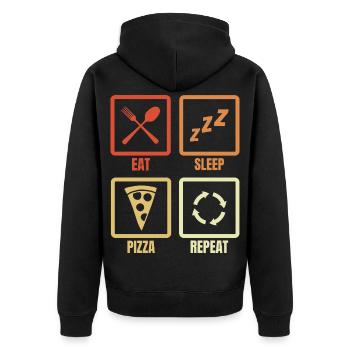 Eat Sleep Pizza Repeat - Unisex Premium Organic Zip Hoodie - black - Back - Nico (187cm)