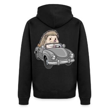 Hedgehog Car - Unisex Premium Organic Zip Hoodie - black - Back - Nico (187cm)