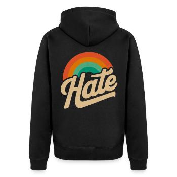 Hate aber auf eine nette weise - Unisex Premium Bio Zip Hoodie - Schwarz - Hinten - Nico (187cm)