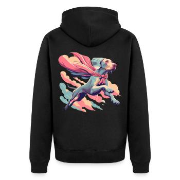 Super Dog Weimaraner Weimi Cape Cape Gift - Unisex Premium Organic Zip Hoodie - black - Back - Nico (187cm)