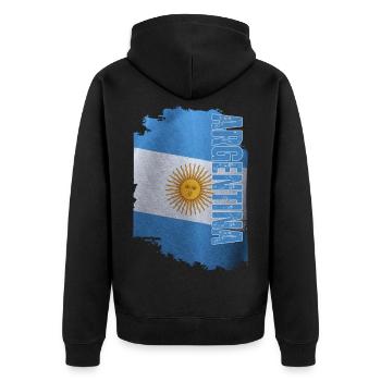 Vertical Argentine flag, I love Argentina - Unisex Premium Organic Zip Hoodie - black - Back - Nico (187cm)