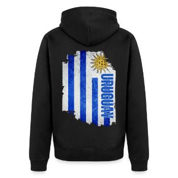 Vertikale Uruguay-Flagge, uruguayischer Stolz - Unisex Premium Bio Zip Hoodie - Schwarz - Hinten - Nico (187cm)