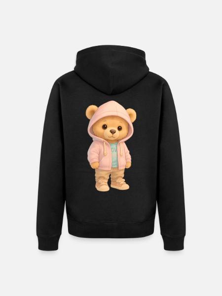 Ours à capuche mignon - Veste à capuche bio Premium Unisexe - noir