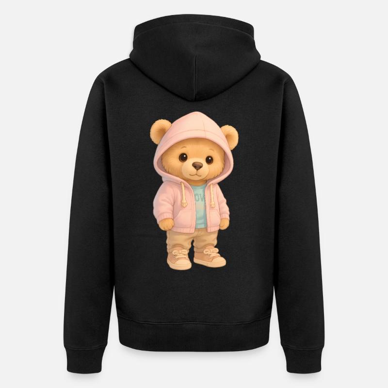 Ours à capuche mignon - Veste à capuche bio Premium Unisexe - noir