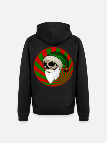 Skull Santa Claus Gnome red green - Unisex Premium Organic Zip Hoodie - black