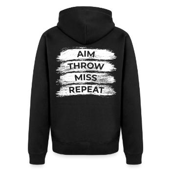 Darts Techniken - Unisex Premium Bio Zip Hoodie - Schwarz - Hinten - Nico (187cm)