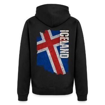 Drapeau vertical de l’Islande, j’aime l’Islande - Veste à capuche bio Premium Unisexe - noir - Dos - Nico (187cm)