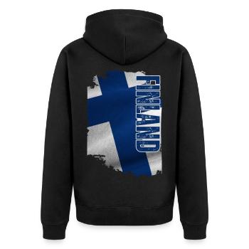 Finland Flag Vertical, I Love Finland - Unisex Premium Organic Zip Hoodie - black - Back - Nico (187cm)
