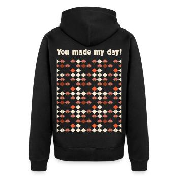 You made my day - Unisex Premium Bio Zip Hoodie - Schwarz - Hinten - Nico (187cm)
