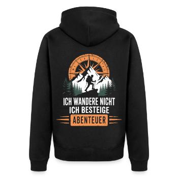 Wandern Abenteuer Wander Shirt - Unisex Premium Bio Zip Hoodie - Schwarz - Hinten - Nico (187cm)