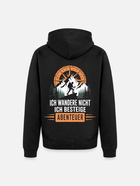 Wandern Abenteuer Wander Shirt - Unisex Premium Bio Zip Hoodie - Schwarz