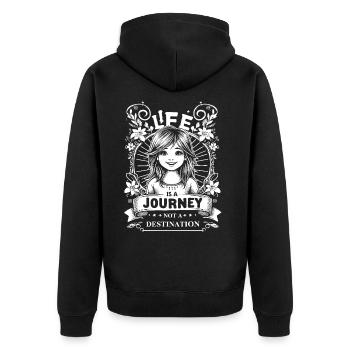 La vie est un voyage, pas une destination | Fille - Veste à capuche bio Premium Unisexe - noir - Dos - Nico (187cm)