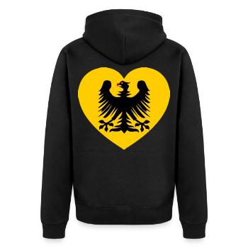 Heraldic eagle emblem in the heart - Unisex Premium Organic Zip Hoodie - black - Back - Nico (187cm)