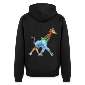 Giraffe Skating Skates - Unisex Premium Organic Zip Hoodie - black - Back - Nico (187cm)