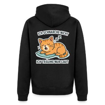 Chat ronflant - Motif de sommeil amusant - Veste à capuche bio Premium Unisexe - noir - Dos - Nico (187cm)