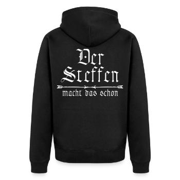 Steffen is already doing it - Unisex Premium Organic Zip Hoodie - black - Back - Nico (187cm)