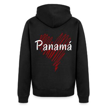 J’aime le Panama, fierté panaméenne - Veste à capuche bio Premium Unisexe - noir - Dos - Nico (187cm)
