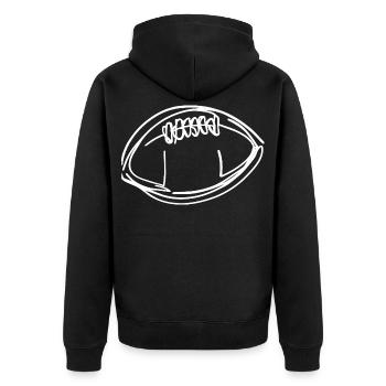 American Football Ball Skizze - Unisex Premium Bio Zip Hoodie - Schwarz - Hinten - Nico (187cm)