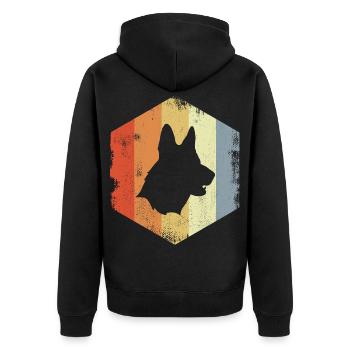 Vintage German Shepherd - Unisex Premium Organic Zip Hoodie - black - Back - Nico (187cm)