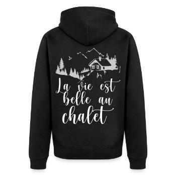 La vie est belle au chalet - Veste à capuche bio Premium Unisexe - noir - Dos - Nico (187cm)