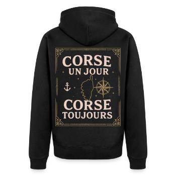 Corse Un Jour Corse Toujours - Veste à capuche bio Premium Unisexe - noir - Dos - Nico (187cm)