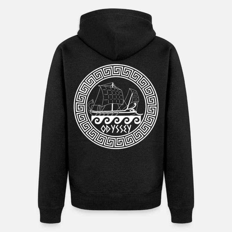 Symbole de l'odyssée d'Ulysse (blanc) - Veste à capuche bio Premium Unisexe - noir