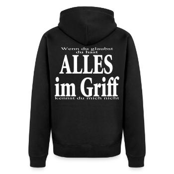 Do you think - you've got everything under control - Unisex Premium Organic Zip Hoodie - black - Back - Nico (187cm)